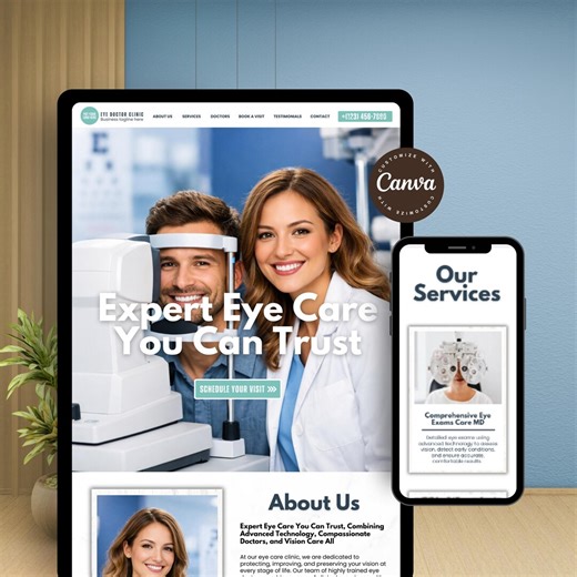 Eye Doctor Website Template, Ophthalmologist Website Template Canva, Optometrist Website Template, Eye Care Provider Sales Page Landing Page - Etsy Canada