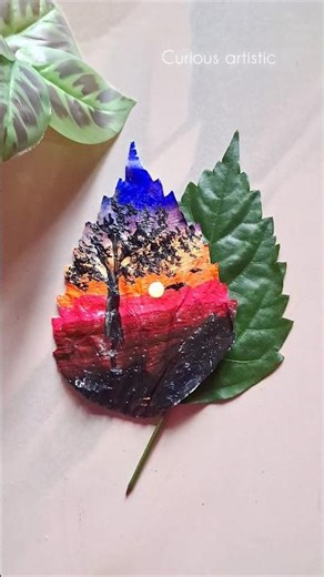 Painting with leaf🍃 painting with leaf ideas, painting with leaf art