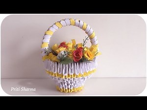 3D Origami Mini Basket Tutorial / DIY Origami Basket /Paper Craft Idea | Priti Sharma