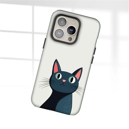 Minimalist Black Cat Phone Case Whimsical Cartoon Animal Case, TOUGH Cover for iPhone 16e, 15, 14, Google Pixel 9pro XL, 8A, 7A, 6A, Samsung - Etsy