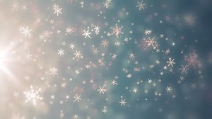 Soft beautiful blue backgrounds. Moving gloss particles on azure background loop. Winter theme Christmas background with snowflakes.
