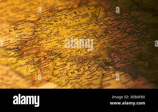 Explore the historical and geopolitical landscape of Asia with this 4K antique-style map. Highlighting China and India, this vintage aesthetic is perfect for documentaries, educational content, and global political analysis or heritage concepts.