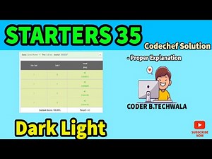 Dark Light : Starters 35 Codechef | Codechef Solution | #codechef | Coder B.techwala