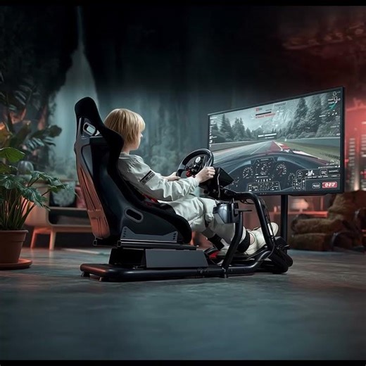Racing Simulator Cockpit 3-in-1 Seat up to 130kg Shift lever holder Steering wheel stand TV mount