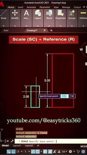 How to Scale Objects with Reference in AutoCAD | Quick & Easy Tutorial 💯#cad #tips #tutorial #shorts