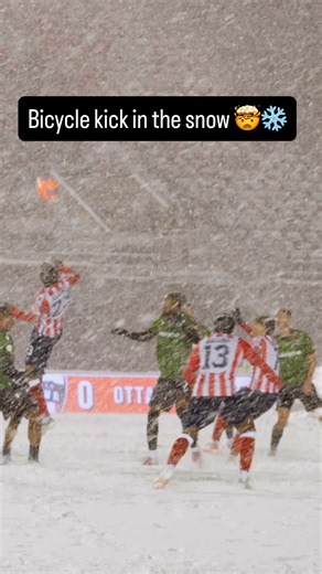 INSANE finish in the snow ❄️🚲 The most Canadian goal you'll ever see 😅 [cplsoccer] | GiveMeSport