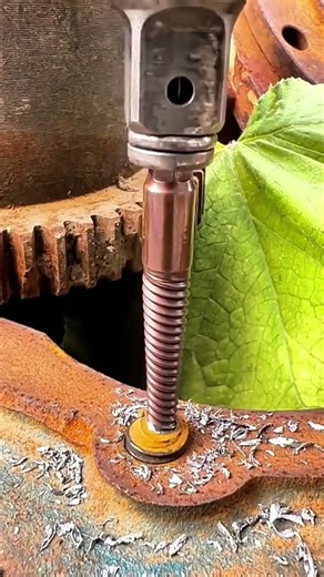 The Process of Making Internal Threads in Iron Plates Using a Drilling Machine #shorts