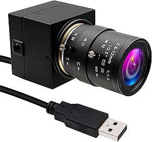1080P USB Camera for Computer, 2MP Low Light USB Webcam with 2.8-12mm Varifocal Manual Lens Webcam, H.264 IMX323 Video Camera with Metal Case Compatible Windows Linux Android and Mac OS