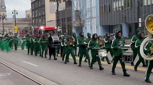 Cass Tech football team championship parade in downtown Detroit