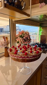 Raspberry lotus dessert 🍨 حلى التوت الاحمر واللوتس 😍 اخر حلى صيفي قبل ما تخلص الصيفية 😌 Recipe: First layer: - english cake cut into pieces and arrange in your tray - drizzle over the top of the cake about 1 cup of milk Second layer: In a bowl using your electric mixer mix these ingredients for 5 minutes 1 and half cups whipping cream 450 cream cheese 1/2 tsp vanilla 1/2 cup sugar 3 tbsp lotus spread 3rd layer: Chopped raspberries Over raspberries I added sliced almonds, you can add any nut o