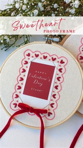 DIY Sweetheart Keepsake Photo Frame #valentinesday #embroiderypattern #photoframediy