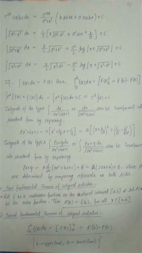 Ncert mathematics class 12th integration formula