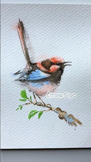 Easiest water coloring🎨 simple bird art