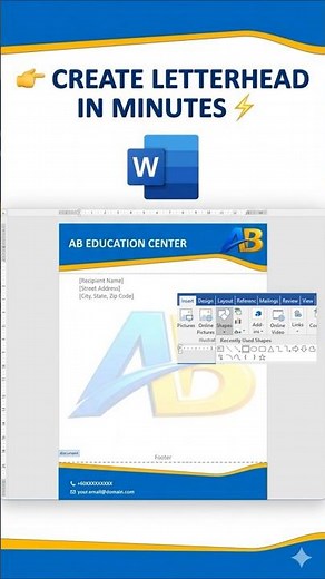 Create a professional letterhead in 1 minute #msword #tutorial #shorts