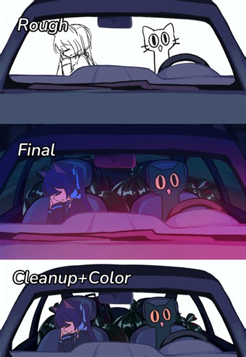 Animation process ✨😃 #digitalart #2danimation #animated #cat #procreate