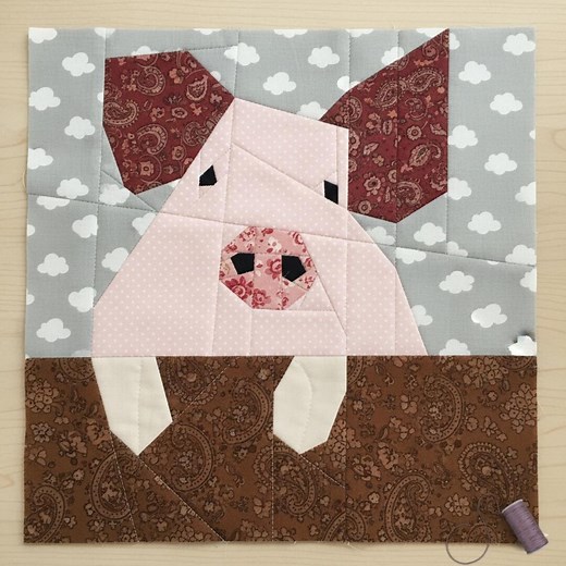 Pig Quilt Block FPP Pattern – Farm Animal Paper Piecing Template for Quilts, Kids Sewing Projects - Etsy