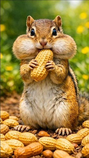 🐿️ 4K Cute Chipmunk Eating Peanuts | Relaxing Wildlife Nature Sounds for USA & Europe