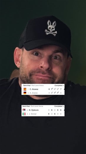 Served with Andy Roddick on Instagram: "Andy cooked 🍳 (with the wrong recipe) Two insane five setters from the Tennis Gods 🤯"