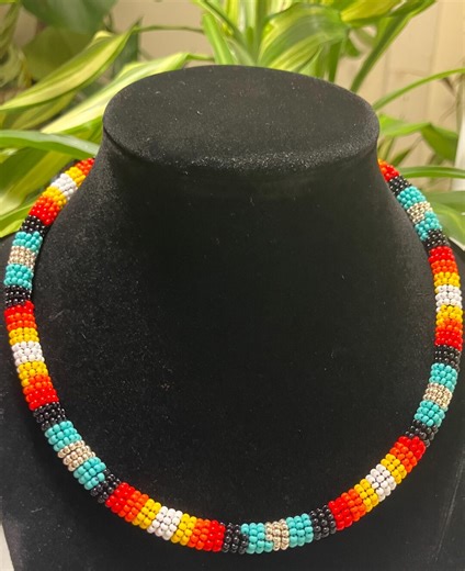 Turquoise Beaded Rope Necklace: Tribal Style Seed Bead Wrap Collar - Etsy