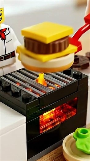 LEGO Chef Cooking a Burger 🍔 ASMR #legoasmr #asmrsound #legocooking