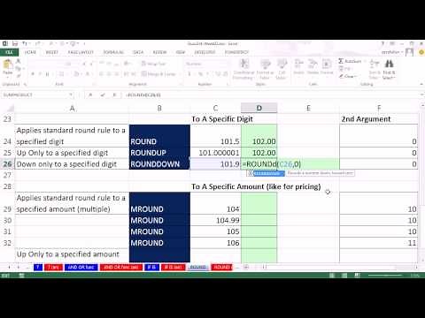 Highline Excel 2013 Class Video 16: Round Functions: ROUND, MROUND, ROUNDUP, CEILING, more...