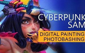 赛博朋克卡通人物PS绘画教程 Artstation – Cyberpunk Sam – From Sketch to Final
