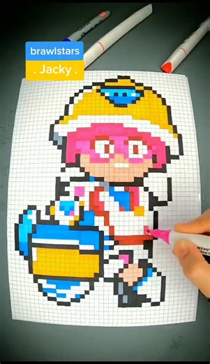 Step-by-Step Pixel Art Tutorial: Drawing Jacky from Brawl Stars