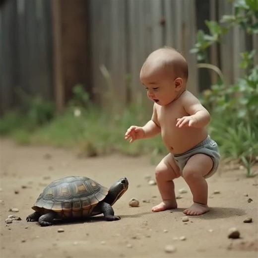 baby fight turtle #funnyvideo #love #baby #kungfu #ai #viral_video #funny #rooster #babyturtle