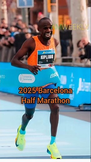 Kiplimo's Astonishing 56:41 Half Marathon World Record in Barcelona #shorts