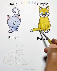 Basic to Perfect way of Drawing a CAT - Learn To Draw | Did you know?