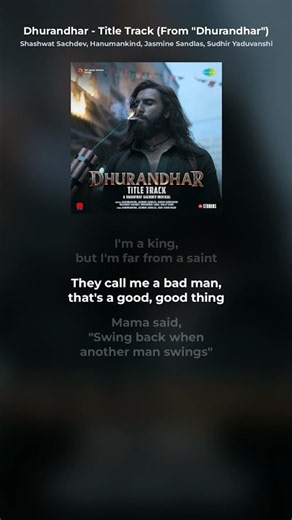 Dhurandhar - Title Track Lyrics — Shashwat Sachdev, Hanumankind, Jasmine Sandlas & Sudhir Yaduvanshi