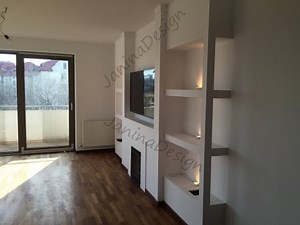 Amenajare living - mobilier gips-carton inainte si dupa by JaninaDesign