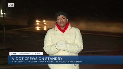 A look at conditions in Chesterfield County as snow continues to fall