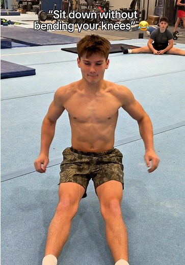 Sit down without bending your knees #challenge #gymnast #athlete #fun #team