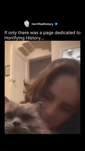 Horrifying History on Instagram: "A woman named Janette was recording a simple video of herself playing with her cat. She was kissing and cuddling it, planning to save the clip as a coming from somewhere in the room. Even her cat suddenly heard a loud thud-like a strong banging- sweet memory. Everything seemed normal until she reacted, jumping off her lap and darting away to investigate. Janette followed her cat, calling its name as it ran ahead of her into the bedroom. By the time she reached t