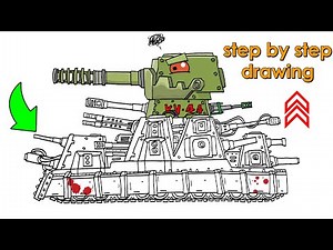Cara Menggambar Tank Kartun KB-44-M2 | Step by Step drawing