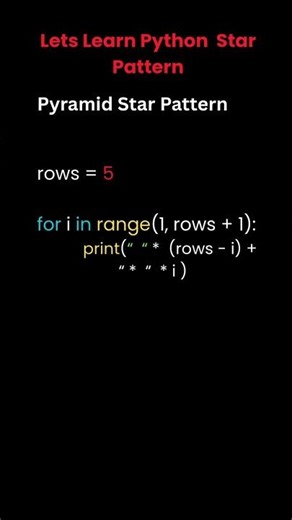 Python Pyramid Star Pattern #pythonforbeginners