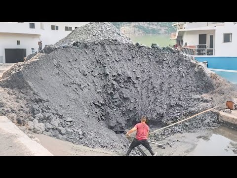 Barge Unloading 3880 Tons of Coal - Part 1 - High Speed ​​Conveyor - Vlog of Work on the Barge