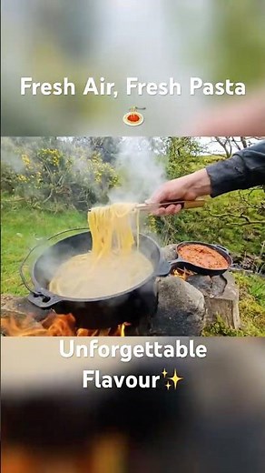 Gourmet Pasta with only a pot and a campfire? Watch this!
