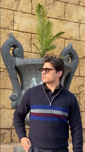 Navy Blue Striped Sweater