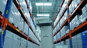 Automated storage retrieval system moving up in warehouse