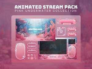 Cute Pink Twitch Overlay Pack Animated Vtuber Background Pink Stream Package Ocean Overlay Stream Screen Underwater Overlay Summer Twitch - Etsy