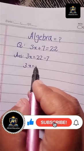 How to Solve 3x + 7 = 22 | Algebra for Beginners | Easy Math #education #mathematics