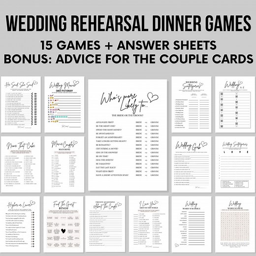 Wedding Rehearsal Dinner Games Bundle for Adults & Teens, About the Couple Games for Guests Rehearsal Party Game, Rehearsal Game Bundle - Etsy
