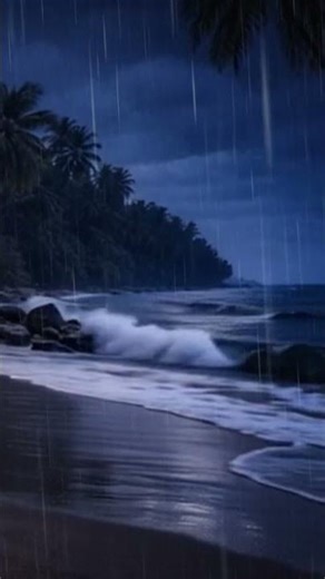 Heavy Rain Sounds for Deep Sleep – Beach Cabin Roof Rain Dark Screen