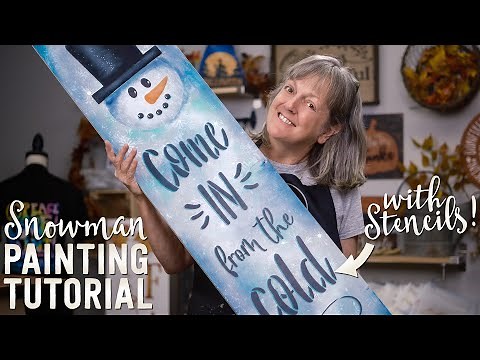 Paint an Adorable Snowman Sign for your Porch | DIY Winter Crafts with Stencils