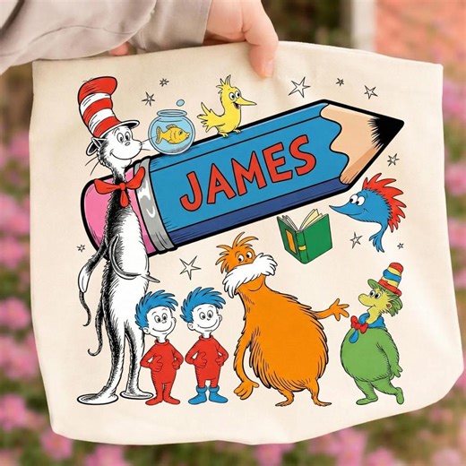 Dr Suess Personalized Name PNG, Custom Kids Reading Shirt Design, Colorful Storybook Character Graphic, Classroom Literacy Art - Etsy Australia