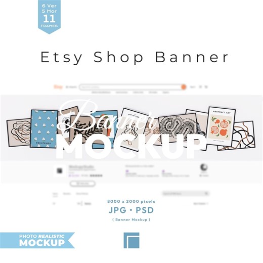 Etsy Shop Banner Mockup: Banner Mock up With Black Frames, Editable Psd - Etsy