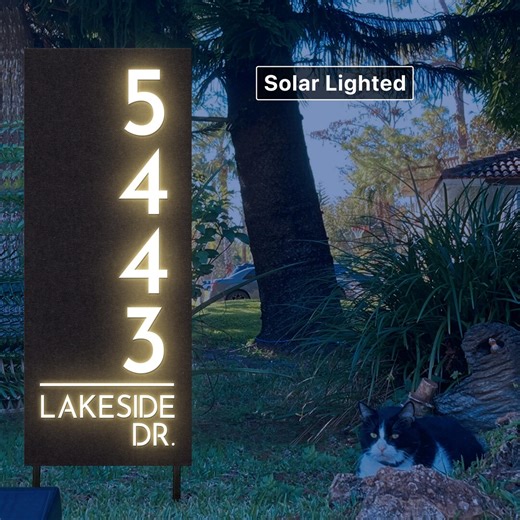 Solar Lighted Driveway Address Marker, 15x32 House Numbers, Yard, Lawn VRBO Sign on Stakes, Air BNB Sign, Large Address Sign, Address Post - Etsy