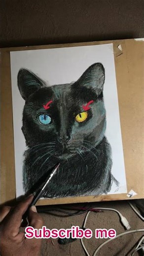Black Cat Sketch Drawing 🐈‍⬛ | Mysterious Eyes Art #shorts